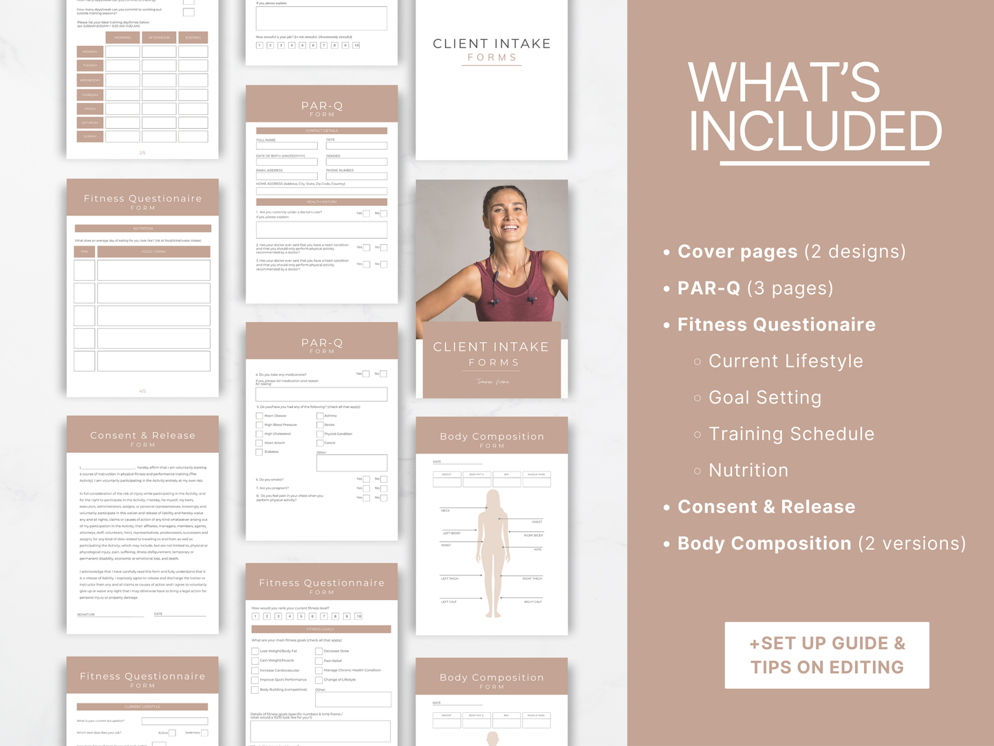 Personal Trainer Intake & Assessment Form Bundle: Editable PDF Templates