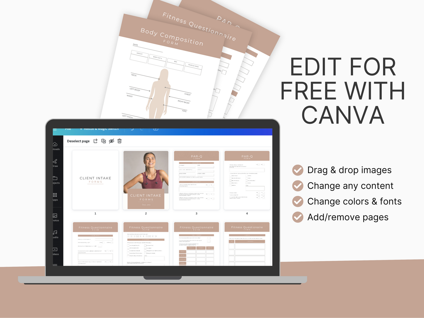 Personal Trainer Intake & Assessment Form Bundle: Editable PDF Templates