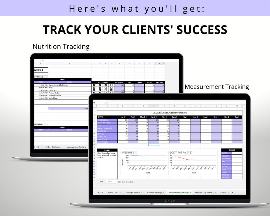 Personal Trainer Template Bundle (Purple): Build Workout & Nutrition Programs & Client Management