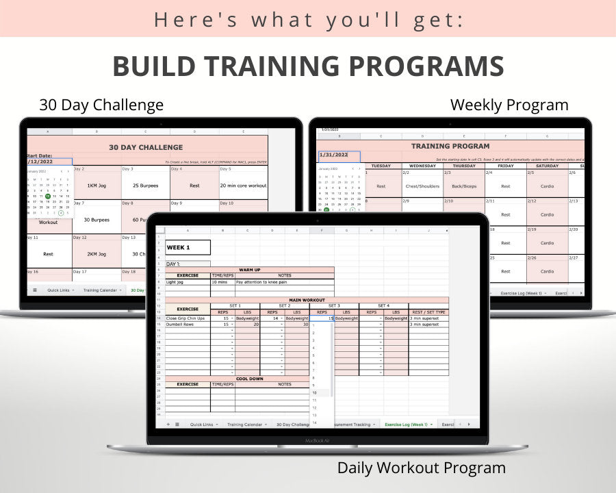 Personal Trainer Spreadsheet Template Bundle: Create Programs and Track Clients