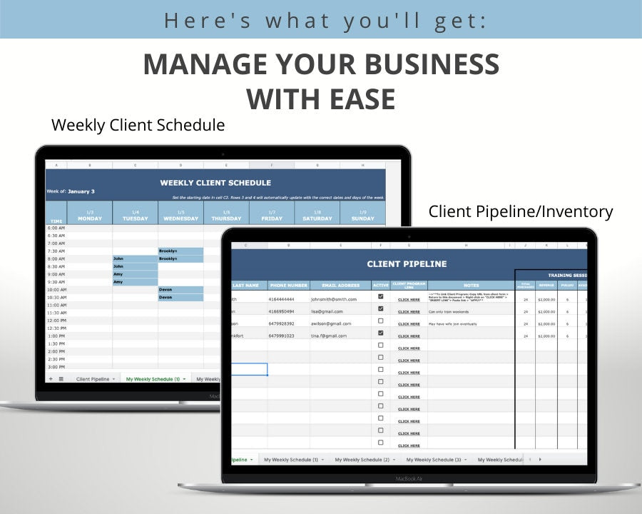Personal Trainer Template Bundle (Blue) | Customizable Client & Fitness Program Management