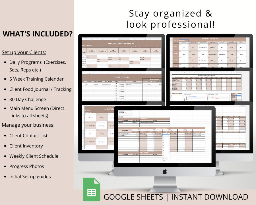 Personal Trainer Template Bundle (Nude) | Build Workout, Nutrition & Client Management Programs