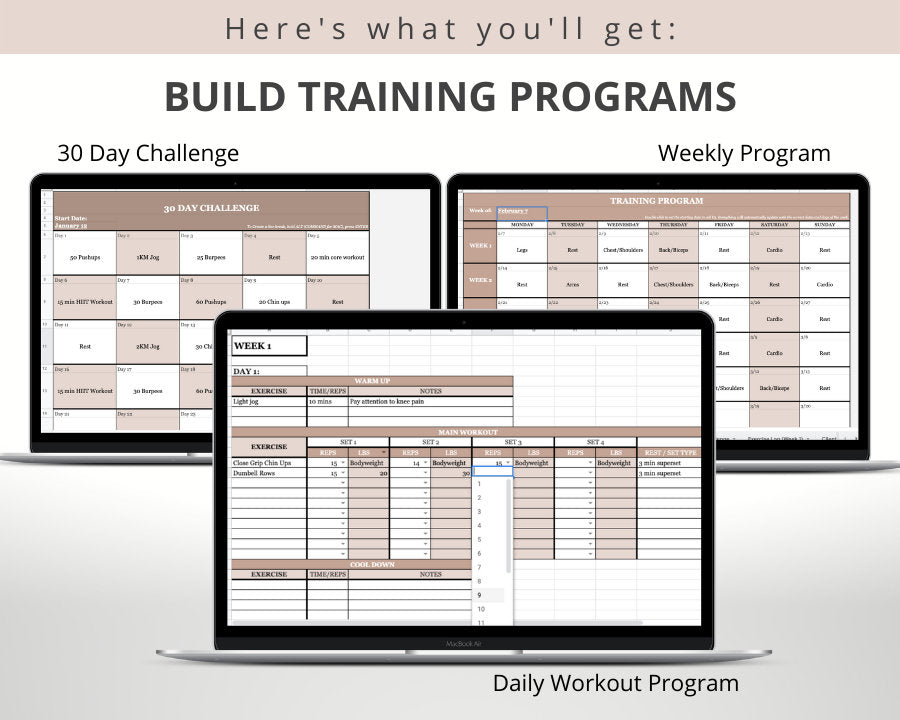 Personal Trainer Template Bundle (Nude) | Build Workout, Nutrition & Client Management Programs