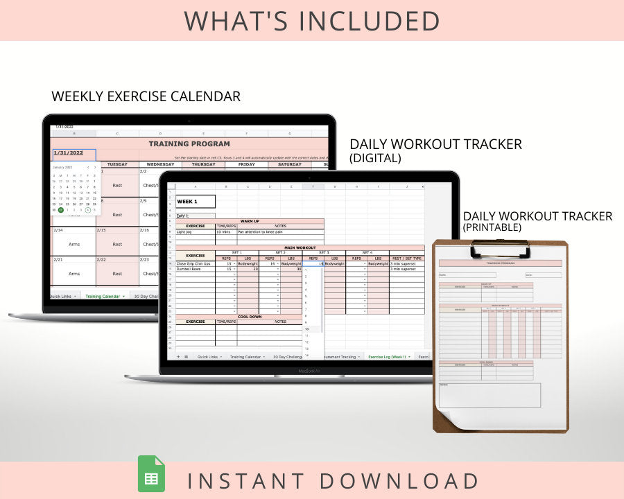 Exercise Tracker & Planner, Weekly Fitness Planner, Habit Tracker, Workout Planner , Fitness Journal, Health Goal, Weight Loss, Self Care