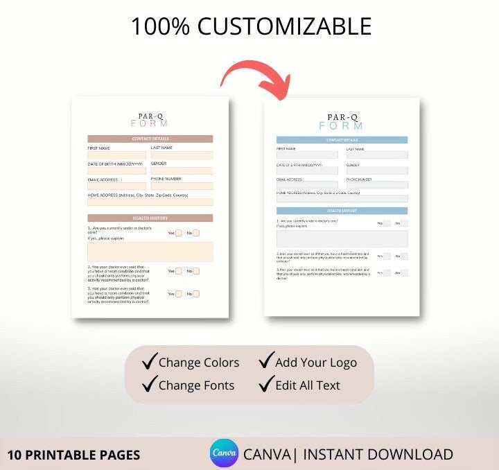 Personal Trainer Client Intake Forms & Assessment Templates: PAR-Q, Fitness Goals, Consent Forms