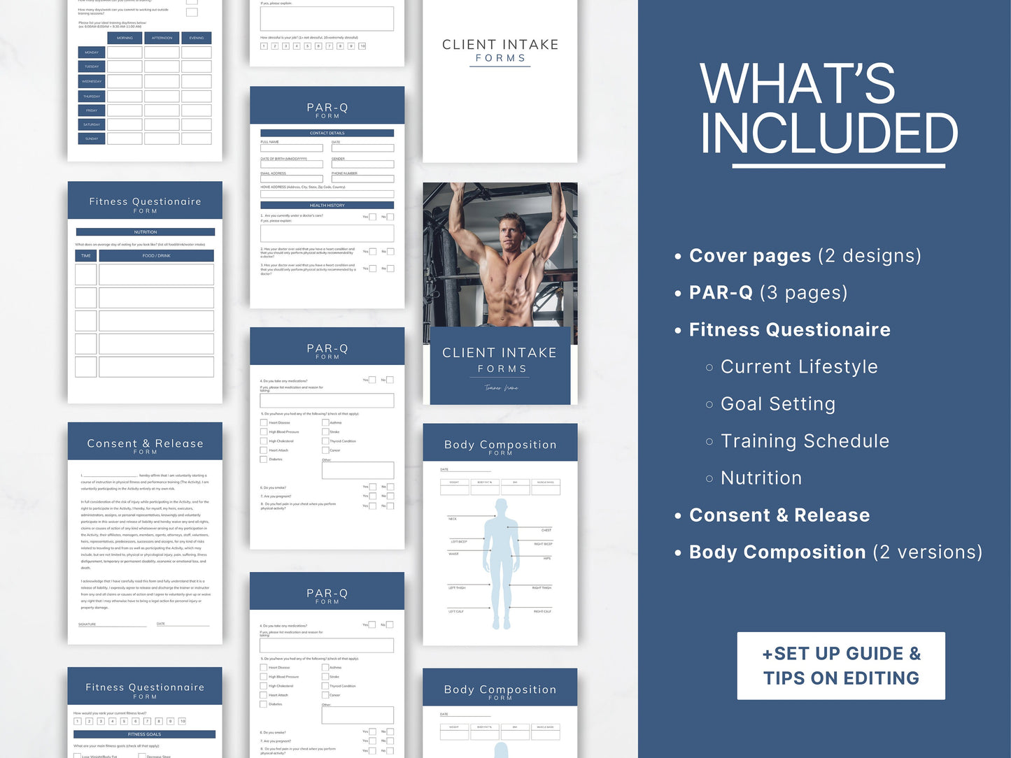 Client Intake & Assessment Forms for Personal Training: Printable Personal Trainer Templates PDF for New Clients - Editable on Canva