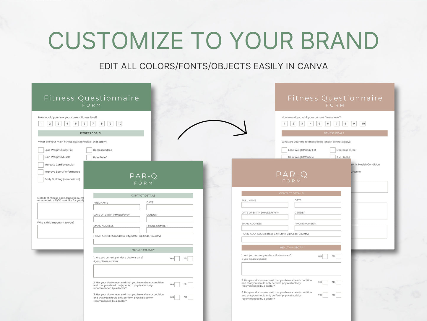 Client Onboarding Forms for Personal Trainers: Customizable Client Intake PDF Templates