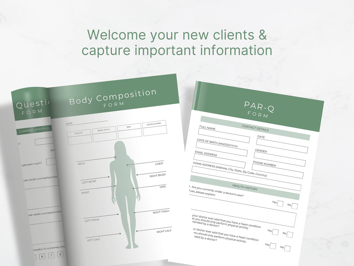 Client Onboarding Forms for Personal Trainers: Customizable Client Intake PDF Templates