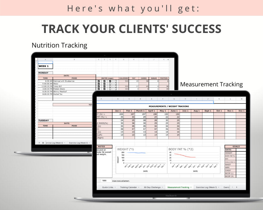 Personal Trainer Spreadsheet Template Bundle: Create Programs and Track Clients