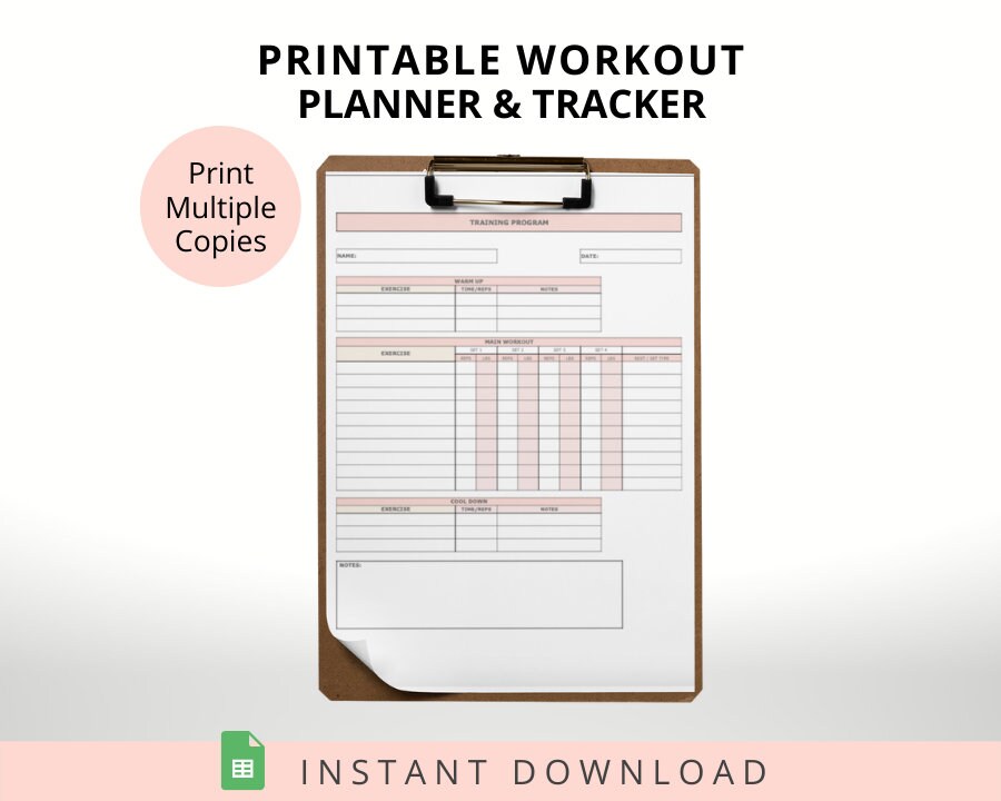 Exercise Tracker & Planner, Weekly Fitness Planner, Habit Tracker,  Workout Planner , Fitness Journal,  Health Goal, Weight Loss, Self Care