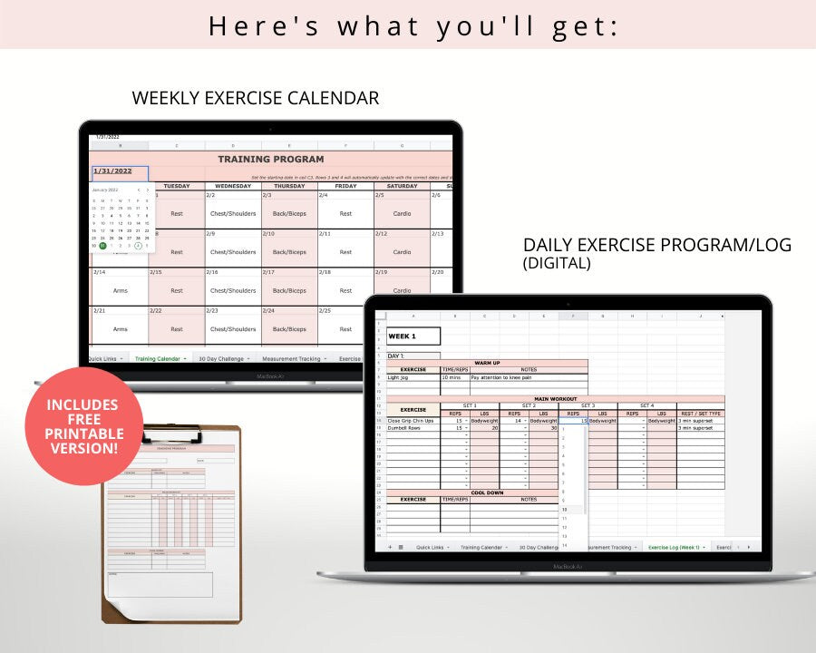Personal Trainer Program Template (Pink) | Electronic + PDF Version
