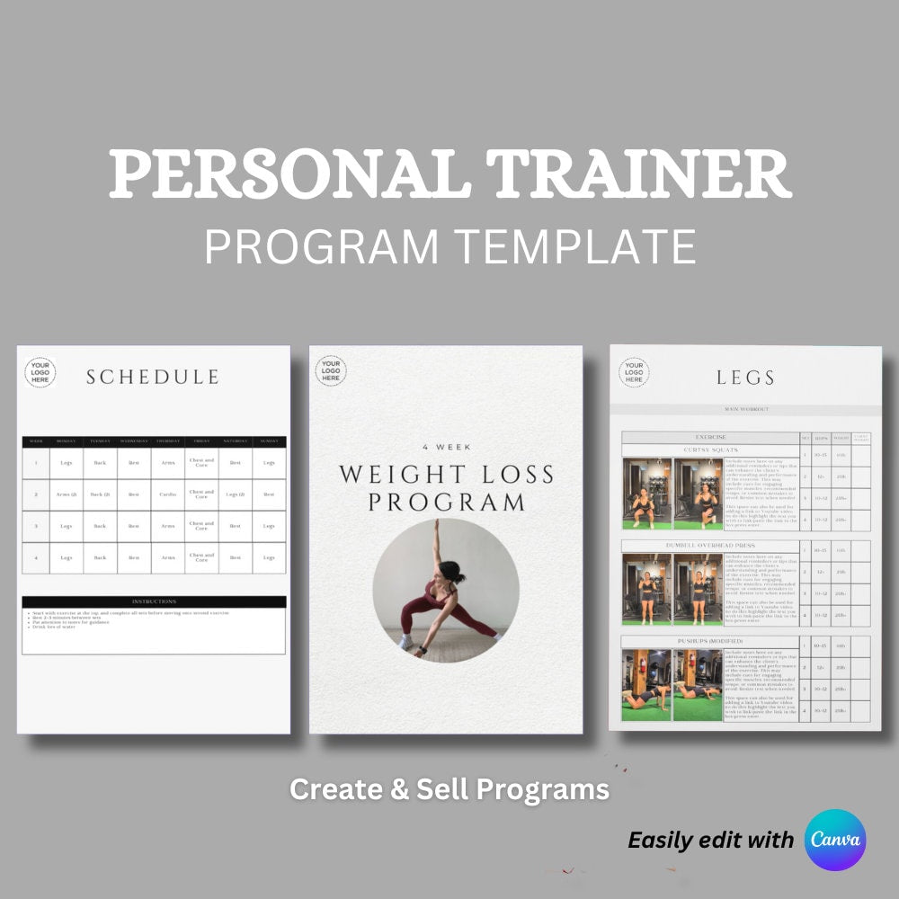 Personal Trainer Program Design Template | Digital & Printable Workout Logs for Clients