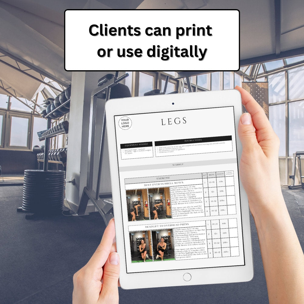 Personal Trainer Program Design Template | Digital & Printable Workout Logs for Clients