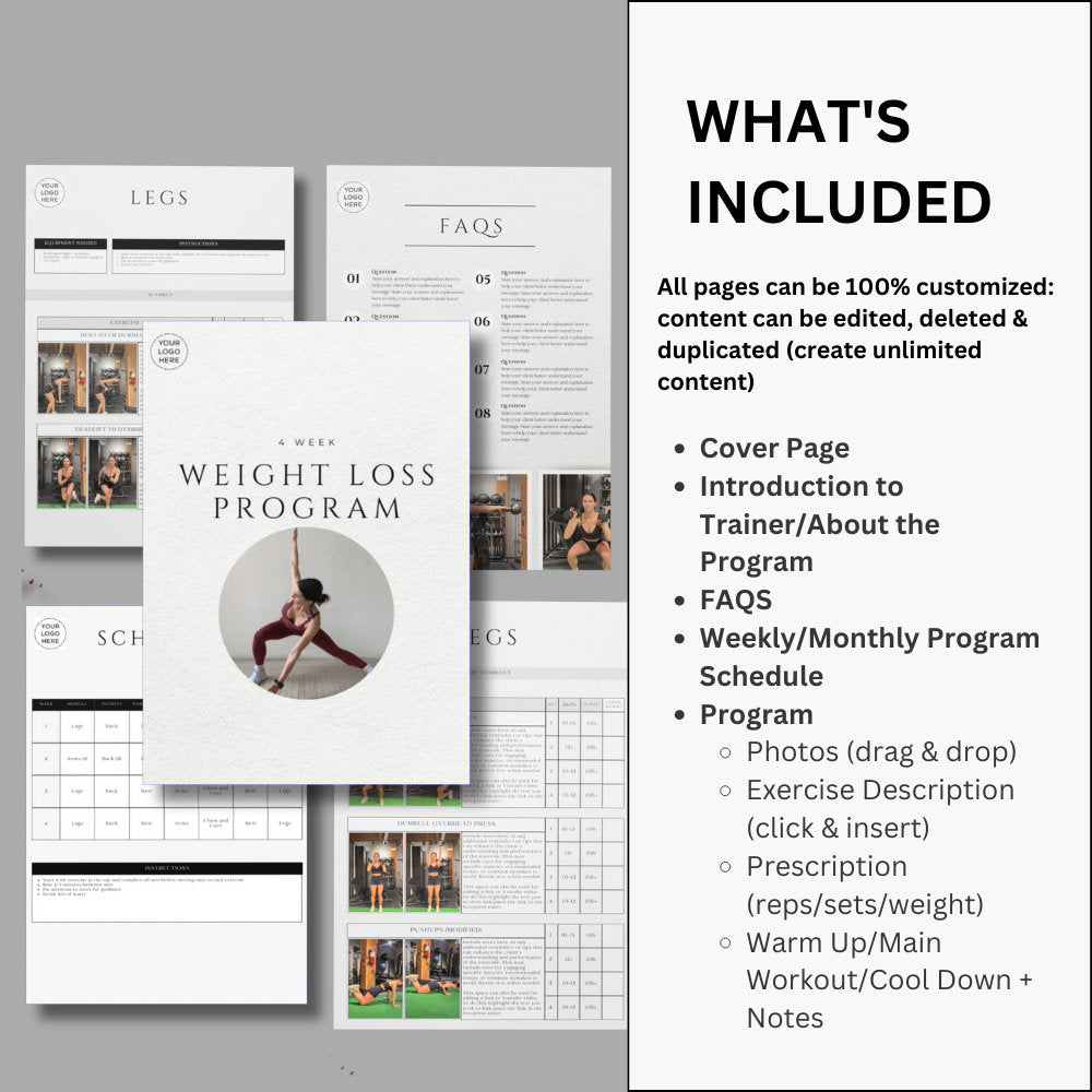 Personal Trainer Program Design Template | Digital & Printable Workout Logs for Clients