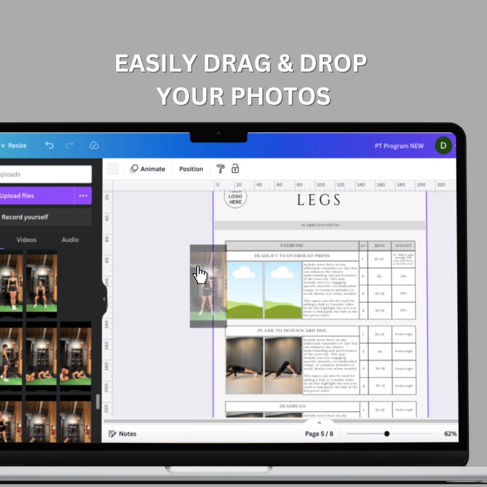 Personal Trainer Program Design Template | Digital & Printable Workout Logs for Clients