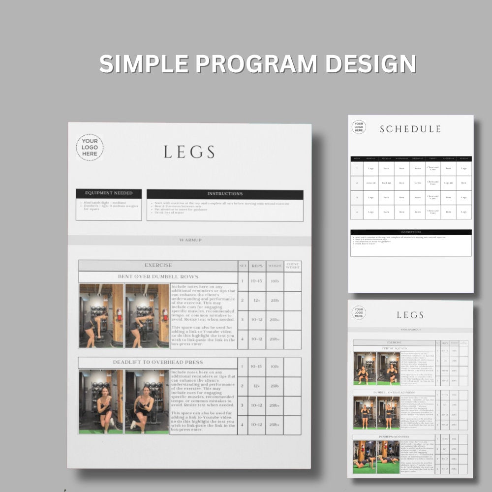 Personal Trainer Program Design Template | Digital & Printable Workout Logs for Clients