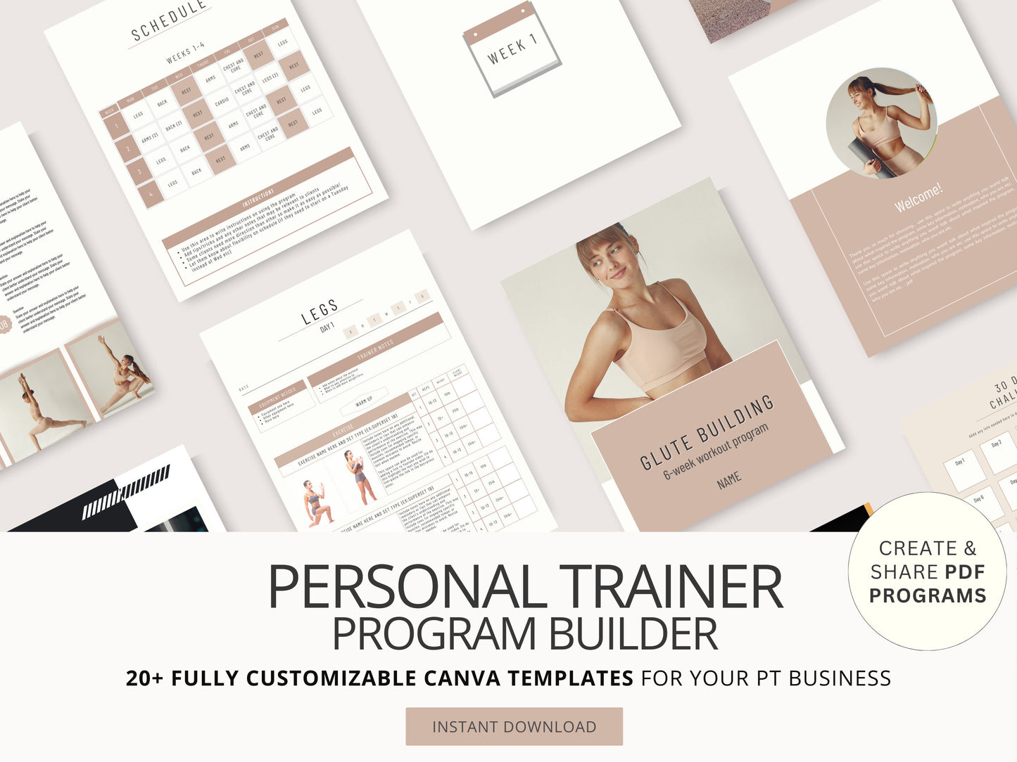 Personal Trainer Program Templates – Customizable Fitness E-Book, Client Workout Plans, and Exercise Builder – Tailor to Your Brand