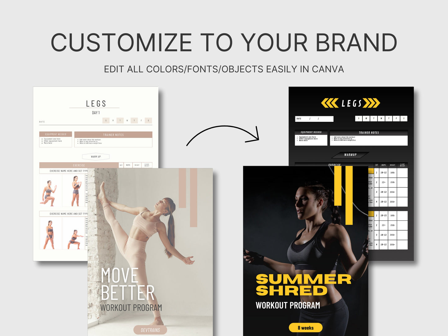 Personal Trainer Program Templates – Customizable Fitness E-Book, Client Workout Plans, and Exercise Builder – Tailor to Your Brand