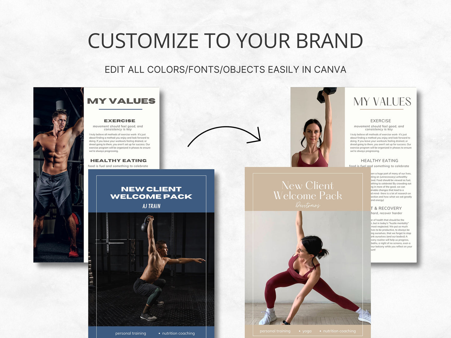 Client Welcome Packet for Onboarding New Clients (Blue)| Personal Trainer Printable Welcome Bundle