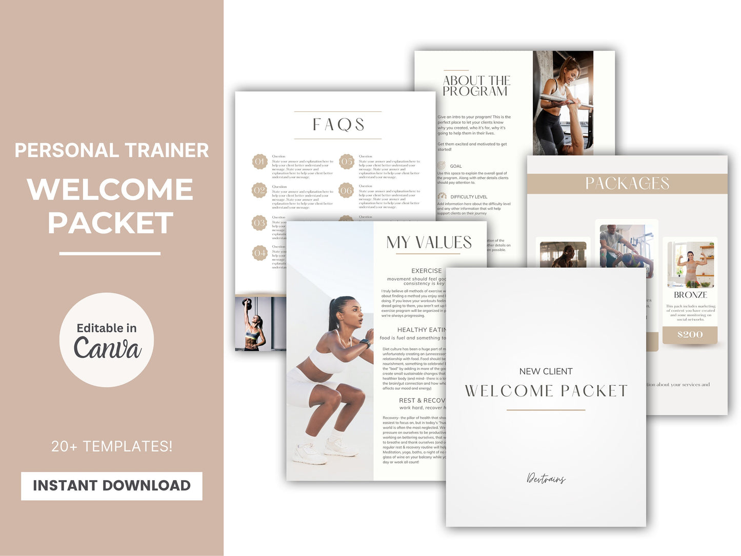 Client Onboarding Kit Templates Welcome Packet - Custom & Editable for New Clients (Nude)